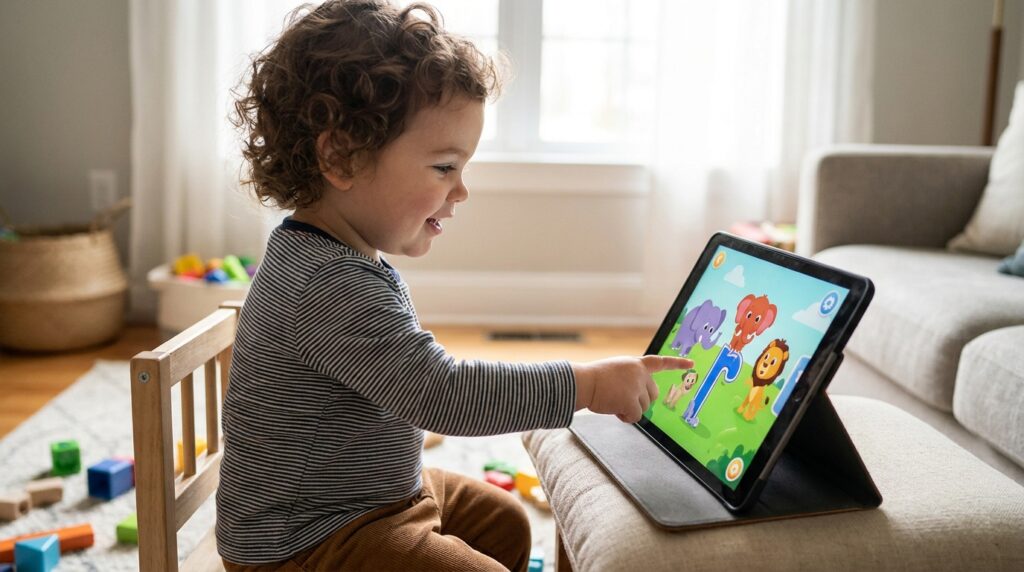 タブレット学習する子供　
AIで生成